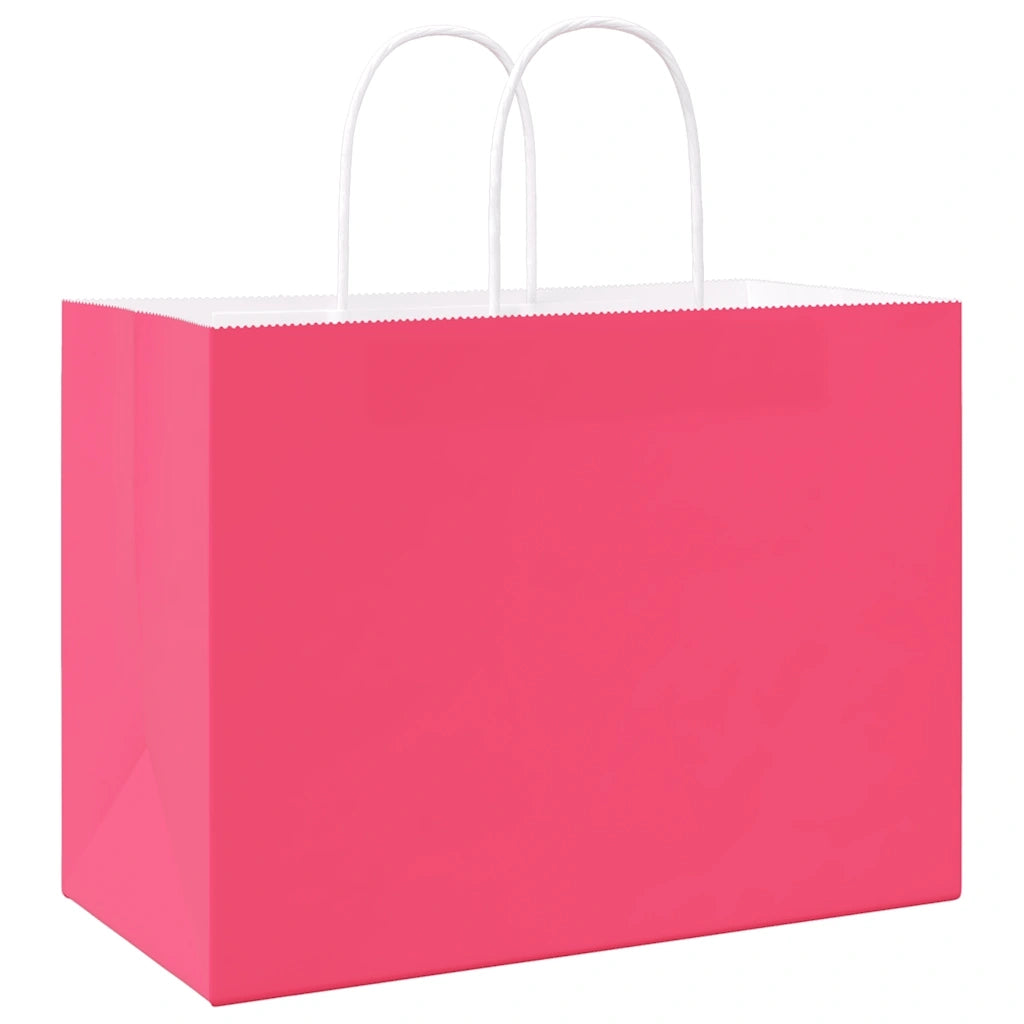 Sacchetti di Carta 250 pz con Manici Rosa 32x17x25 cm