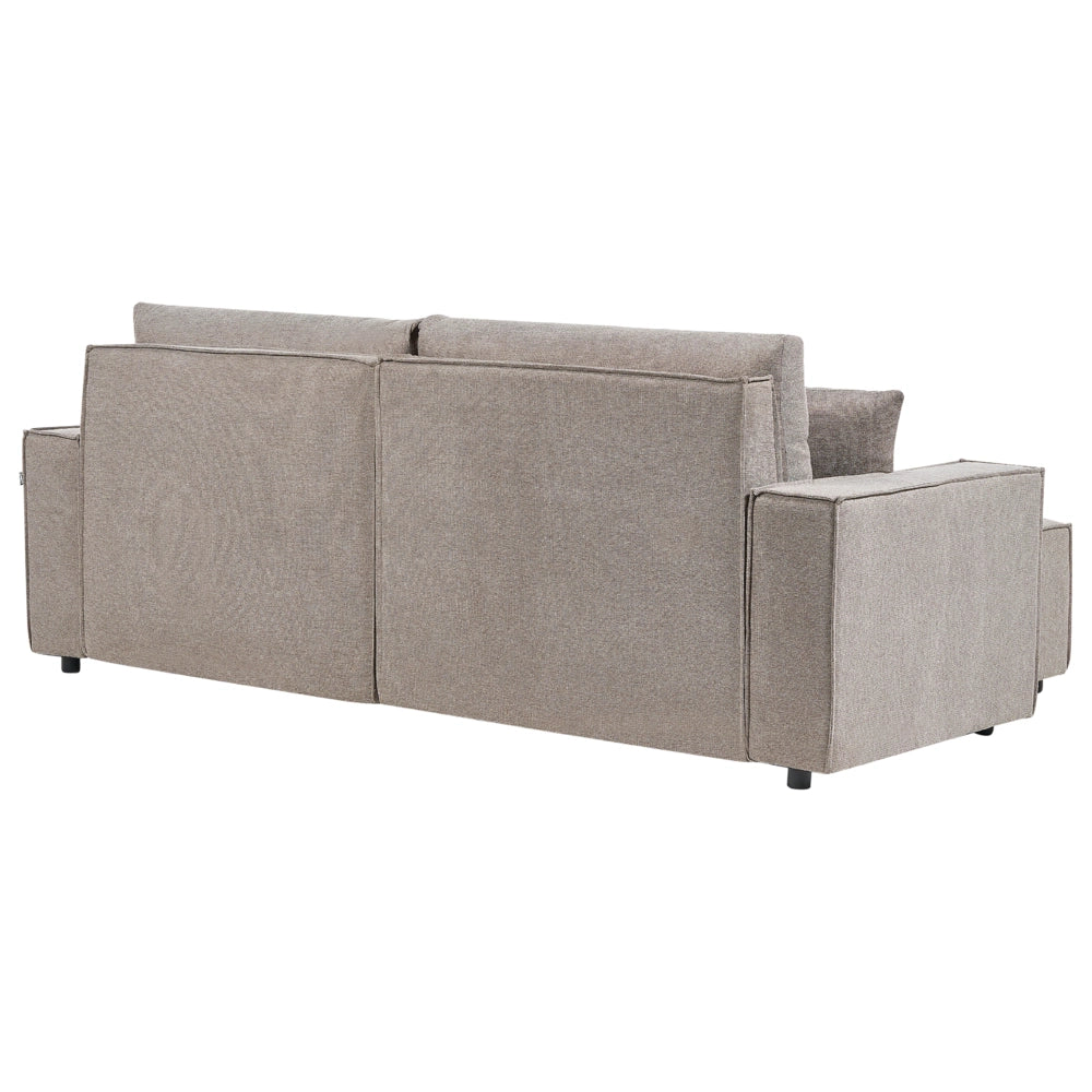 Divano letto angolare a destra Grigio Talpa Tessuto poliestere imbottito 3 posti a L con cuscini Funzione letto Stile moderno Soggiorno