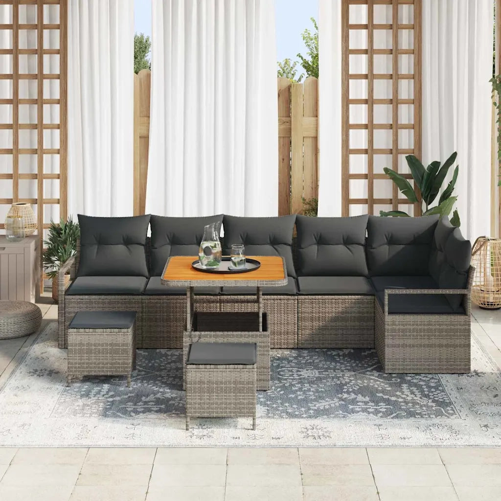 Set Divano da Giardino con cuscino 9 pcs Grigio 3364493