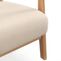 Poltroncina in Velluto con Struttura in Legno, Imbottitura con Molle a S e Cuscino, 61x78x76 cm, Beige
