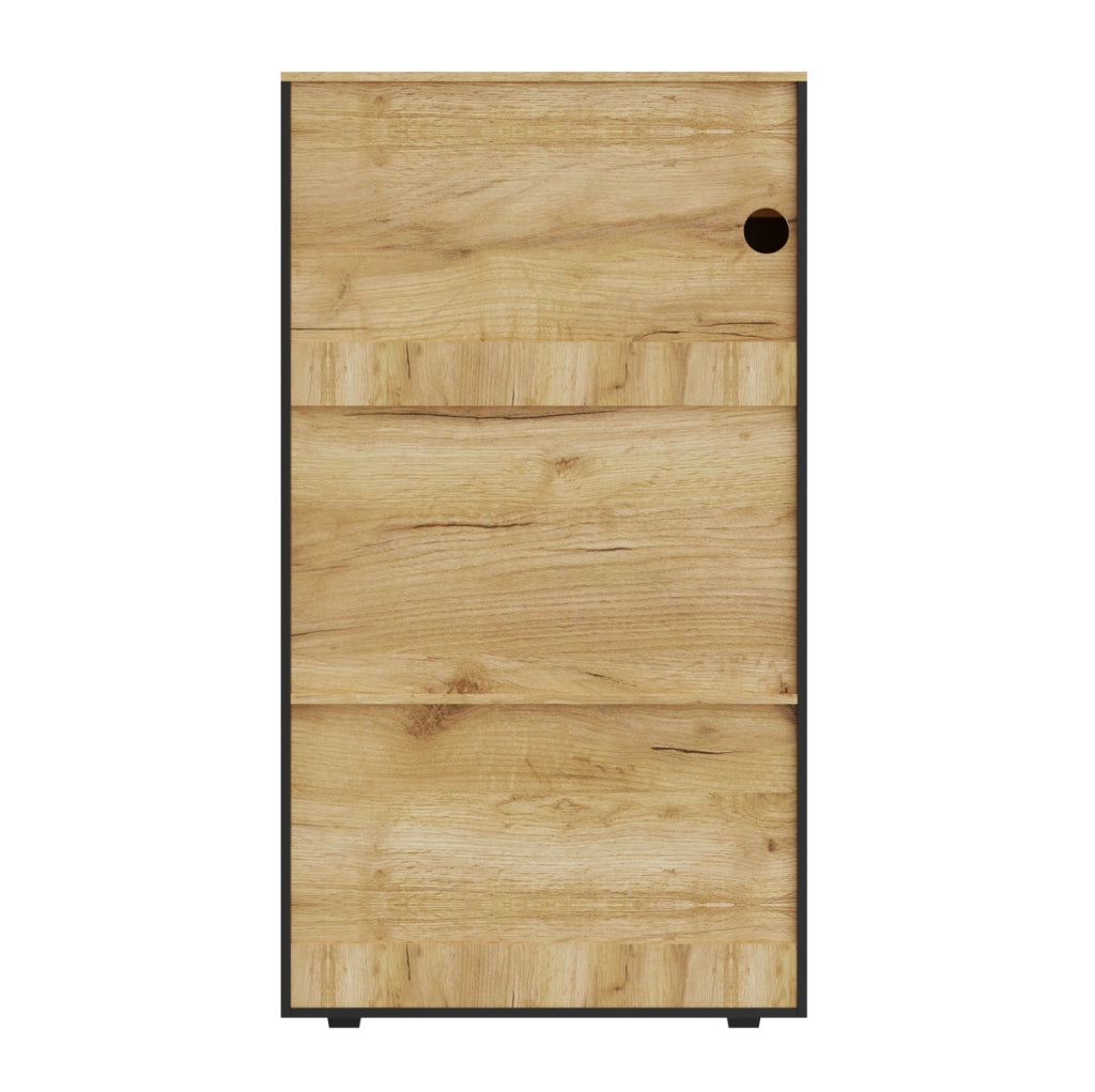 Mobile contenitore moderno 80x40x146 cm in truciolare con LED 16 colori; nero e naturale