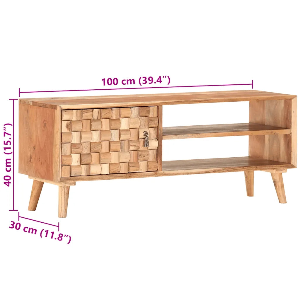 Mobile Porta TV 100x35x40 cm in Legno Massello di Acacia  cod mxl 25374