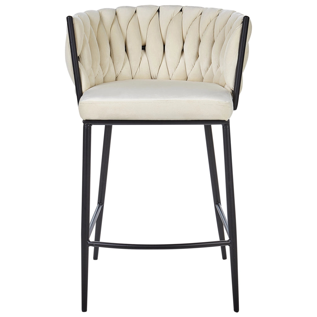 Set di due sedie da bar curve con base in metallo nero in velluto beige chiaro schienale alto sedia a sbalzo da soggiorno