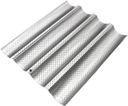 Forma Baguette in Acciaio Inox - Antiaanbak - Per 4 Baguette - Dimensioni 38 x 32,5 x 2,5 cm - Distribuzione Omogenea del Calore - Piastra di Cottura