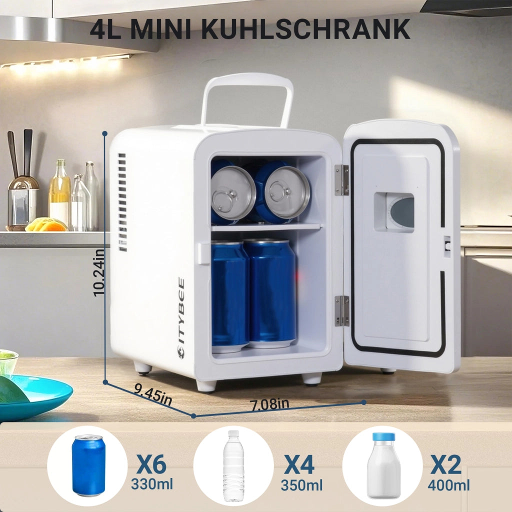 ZMH Mini frigo 4L bianco 12V/230V silenzioso per auto campeggio ufficio