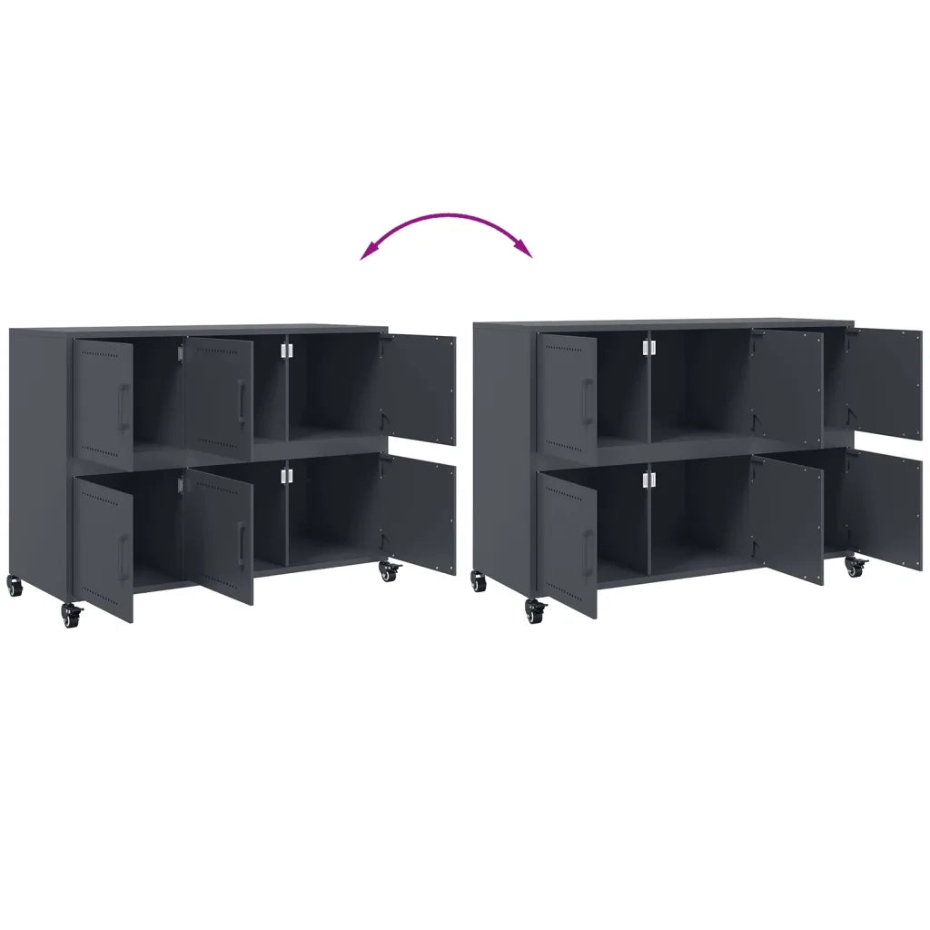 Credenza | Madia | Buffet da pranzo | Armadio da pranzo Antracite 100,5x39x72 cm in Acciaio