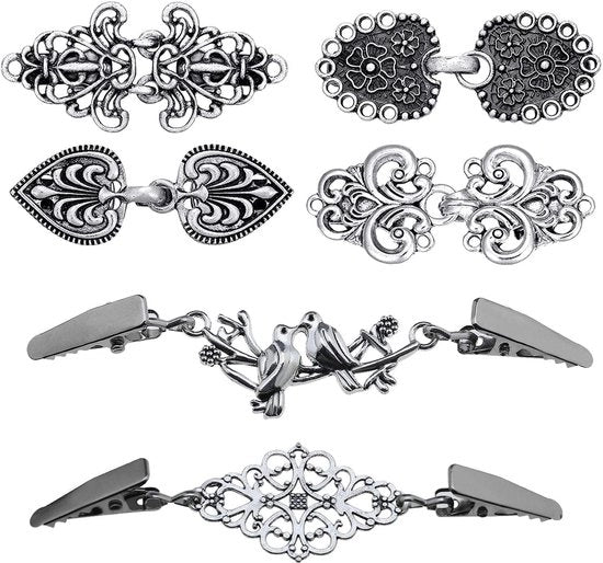 Clip per Abbigliamento 6 Pezzi - Broches in Argento Vintage - Clip per Sciarpe - Materiale Duraturo - Facile da Attaccare