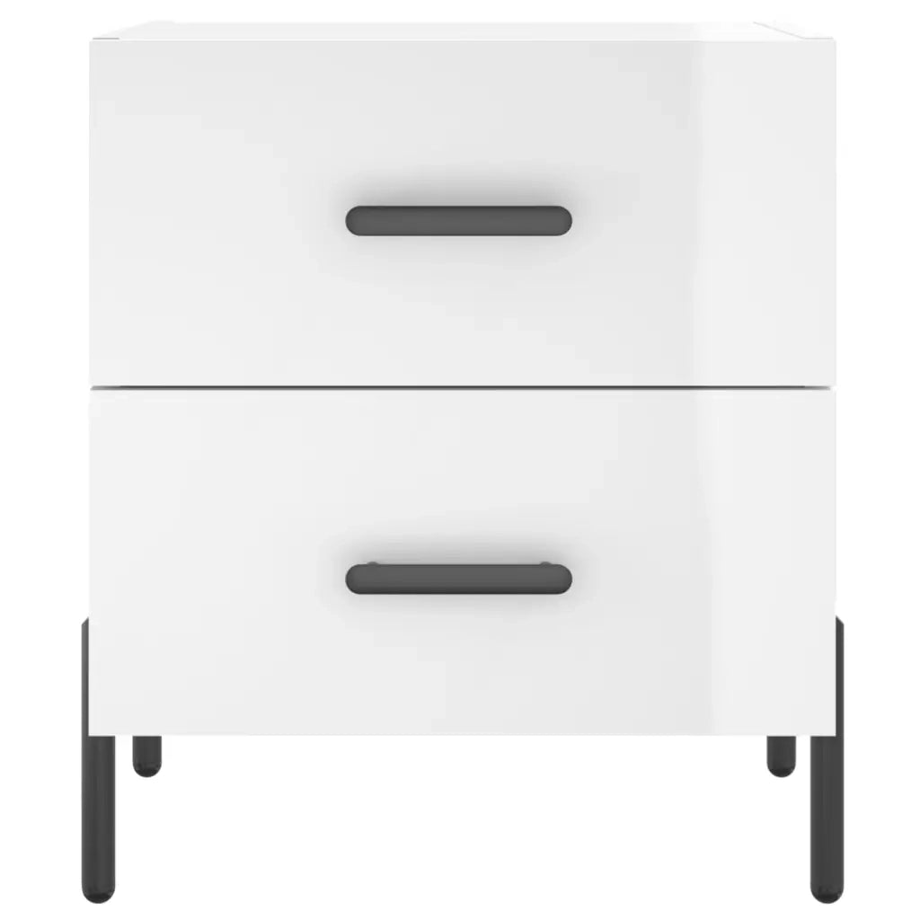 Comodini 2 pz Bianco Lucido 40x35x47,5 cm in Legno Multistrato 827329