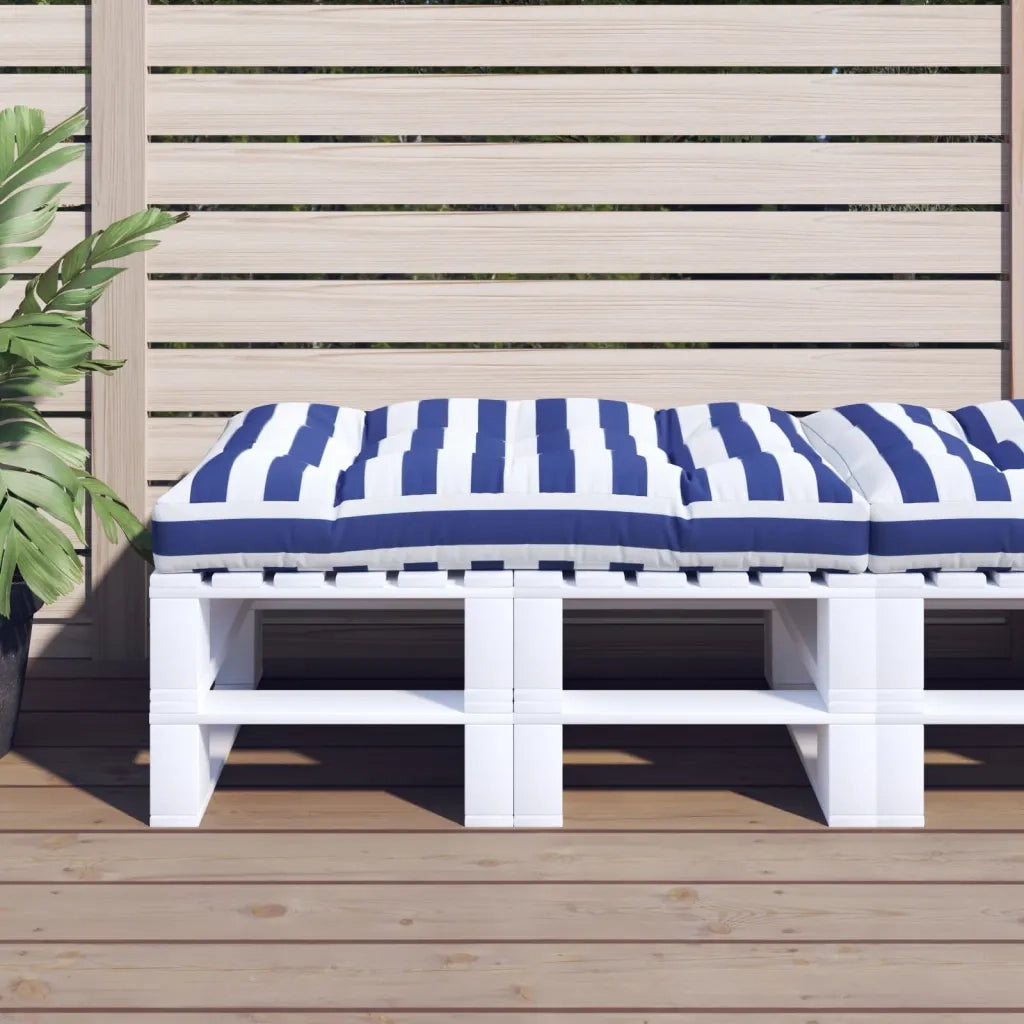 Cuscino per pallet | Cuscini per sedie Strisce Bianche e Blu 120x80x12cm in Tessuto