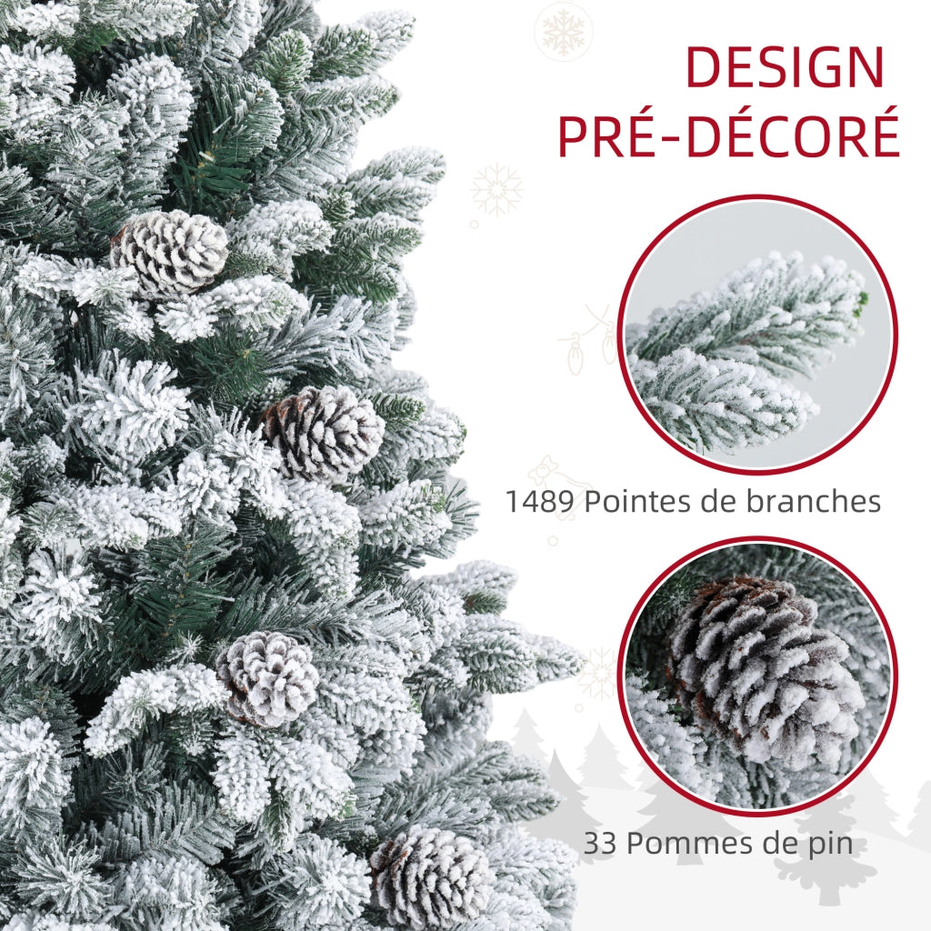 Albero di Natale Artificiale 180 cm ¨C zephmum ¨C Verde con Supporto in Metallo, 1489 Rami Innevati e Pigne