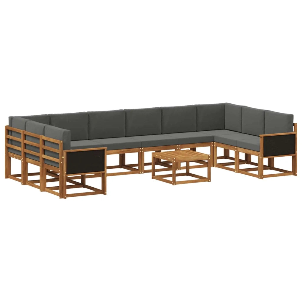 Set di divani da esterno 11 pz Naturale e Antracite 3385583