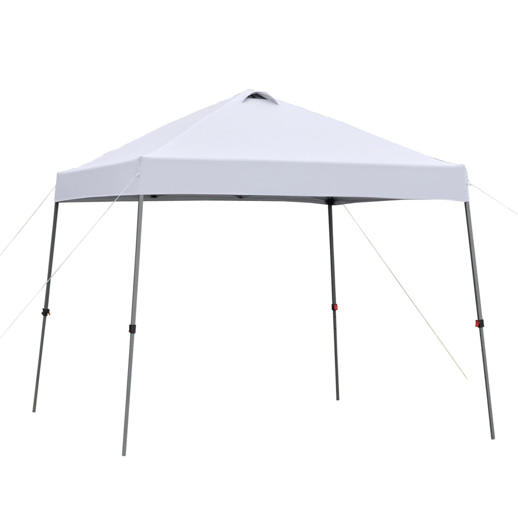 Gazebo Pieghevole 3x3m ¨C Zephmum ¨C Bianco, Acciaio, con Ruote e Borsa di Trasporto