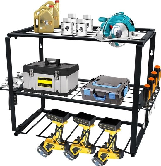 Supporto per attrezzi 3 livelli per garage casa con supporto per trapano supporto per chiave inglese supporto per spannare