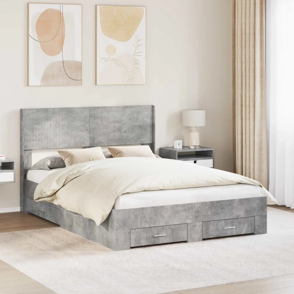 Struttura del letto con stoccaggio e testata Grigio Cemento 3414478