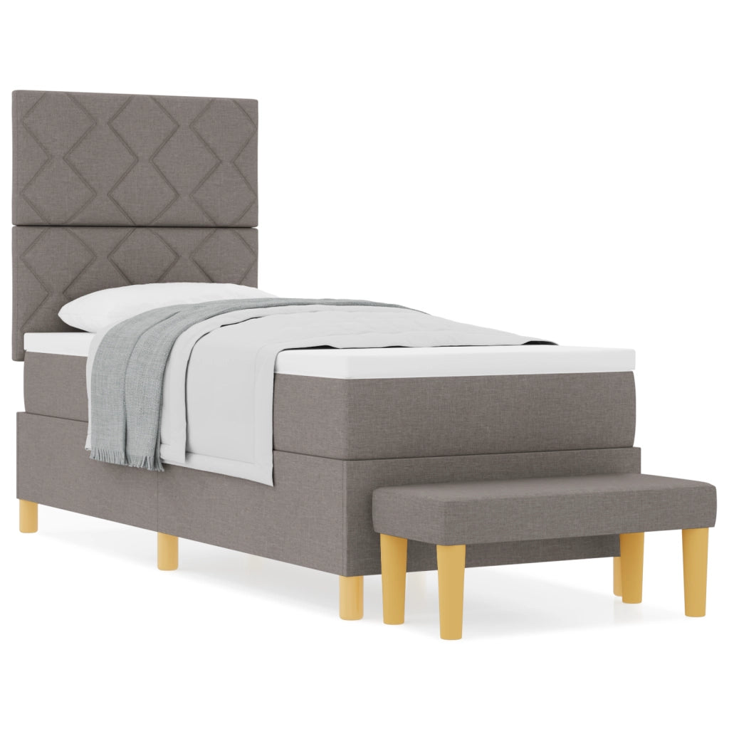 Letto a Molle con Materasso & Panchina Tortora 80x200 cm Tessuto