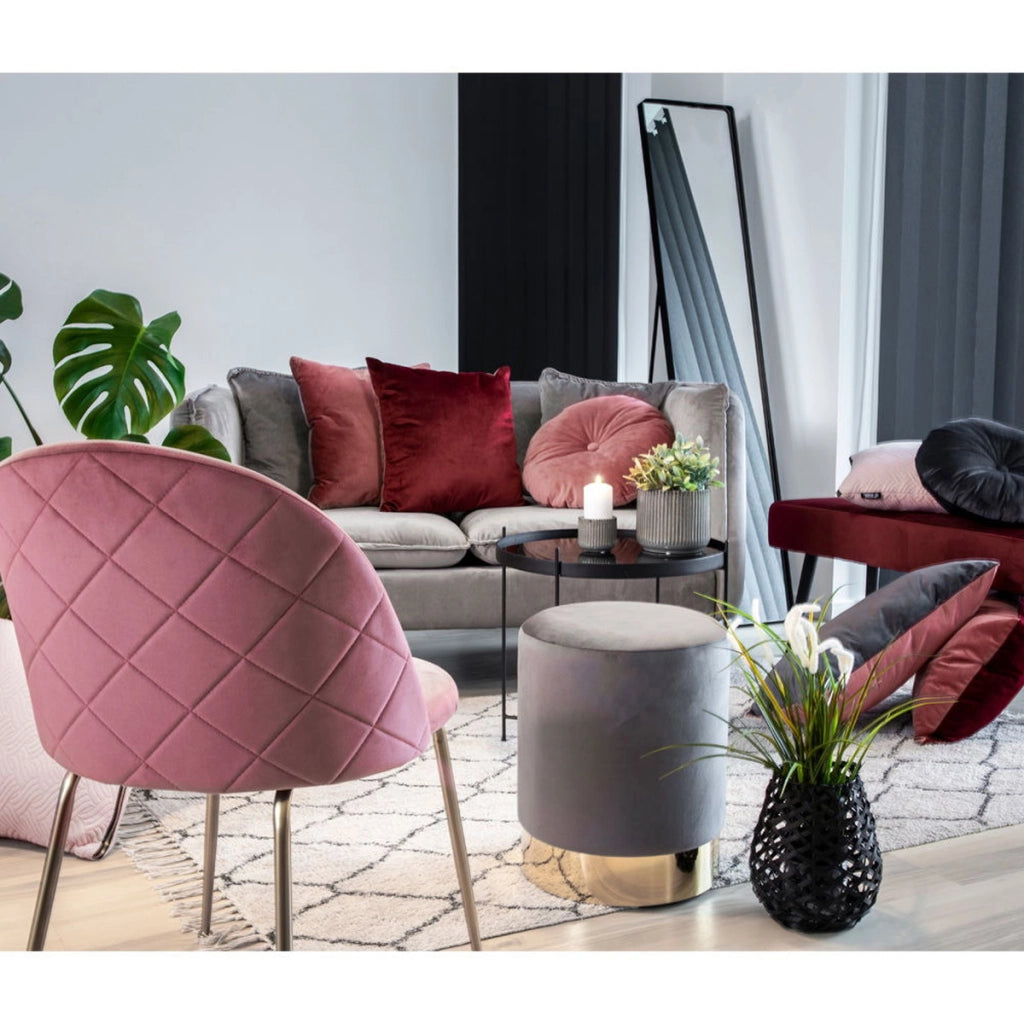 Set di 2 Sedie Geneve, Rosa, Velluto, 56x51x76 cm