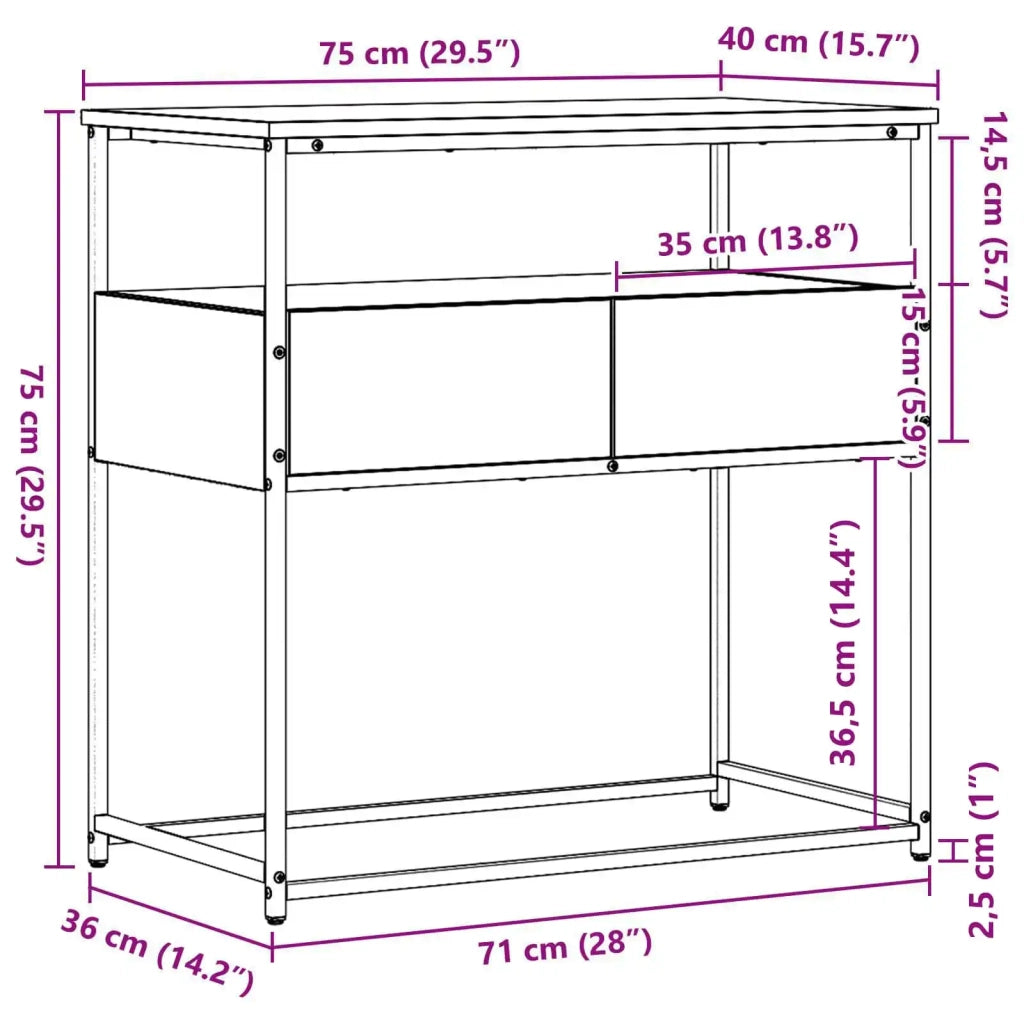 Tavolo consolle Legno vecchio 75 x 40 x 75 cm Legno multistrato 862936