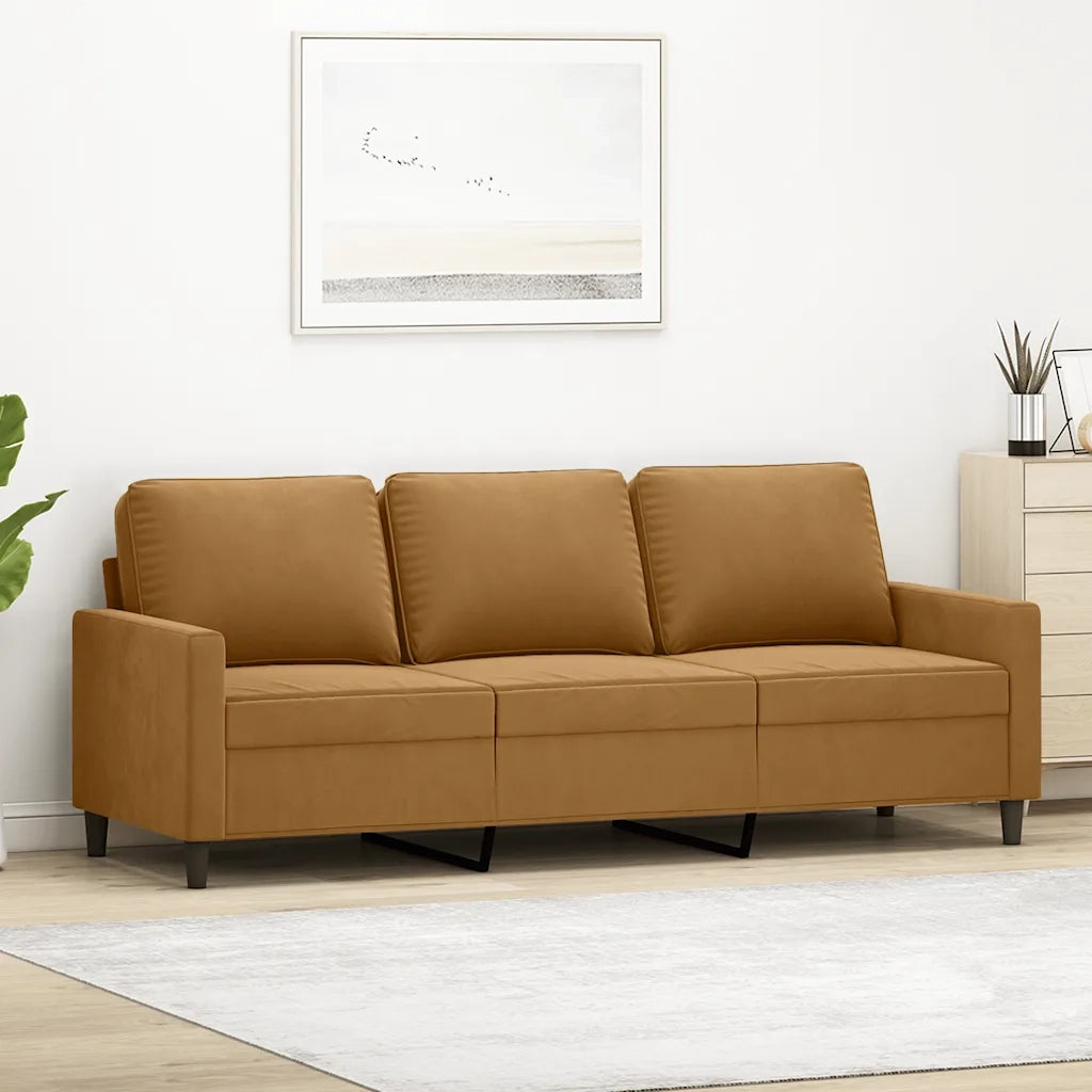 Divano a 3 Posti Marrone 180 cm in Vellutocod mxl 85741