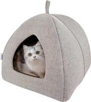 Gatto con cuscino Sherpa super morbido e soffice (lavabile) L 35 cm x B 35 cm x H 40 cm - tenda per gatti per piccoli e medi gatti