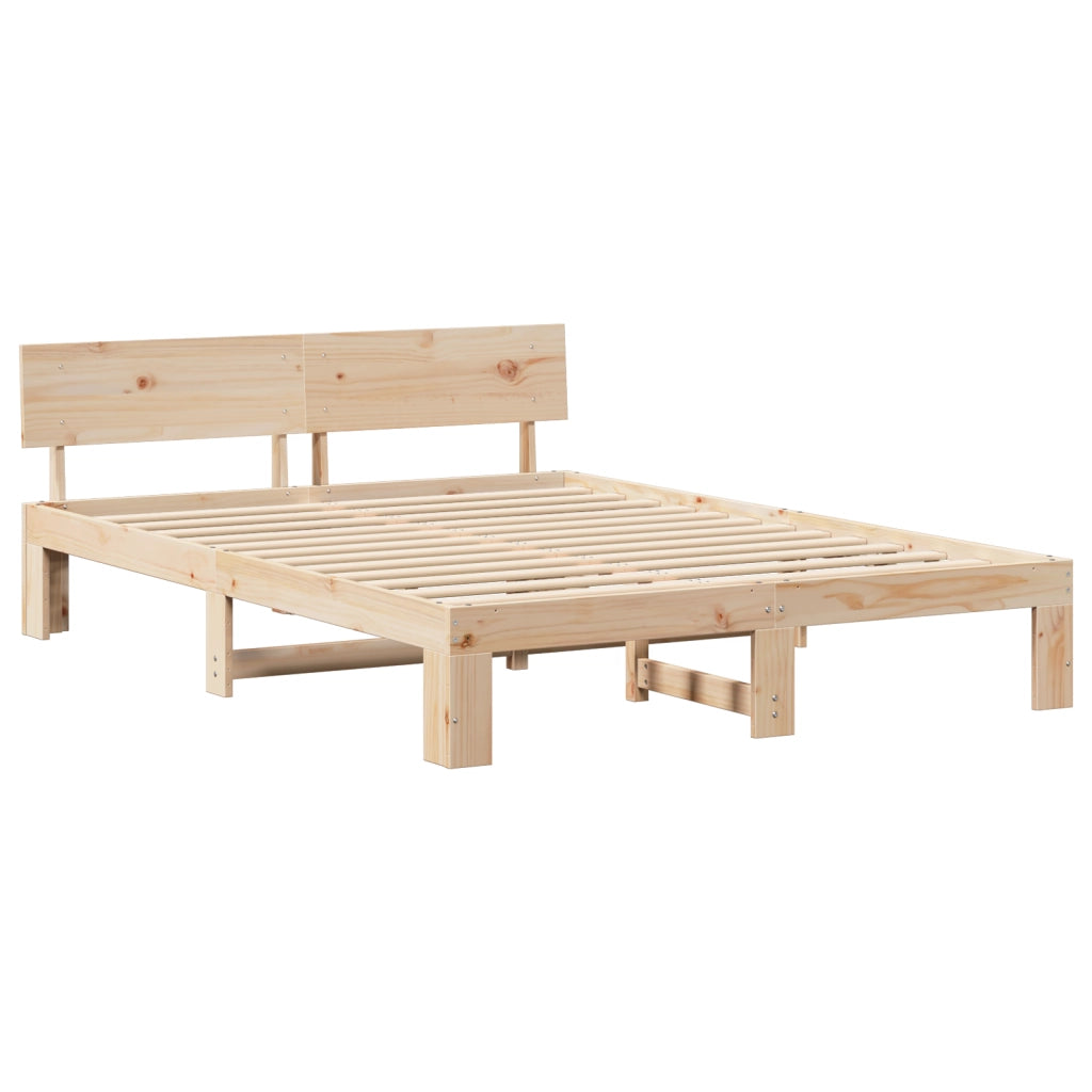 Struttura Letto con Testiera 160x200 cm Legno Massello di Pino