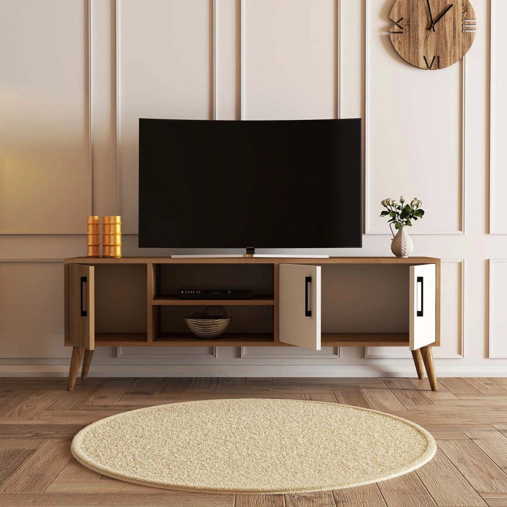 Porta TV in legno "Exxen" - 150 x 34 x 52 cm - Bianco
