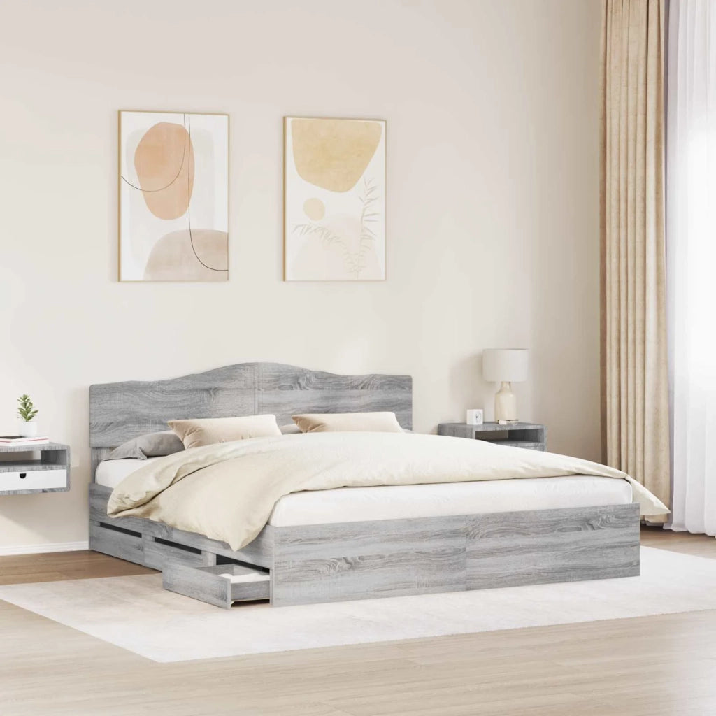 Struttura del letto con cassetto Grigio Sonoma 200 x 200 cm 3412975
