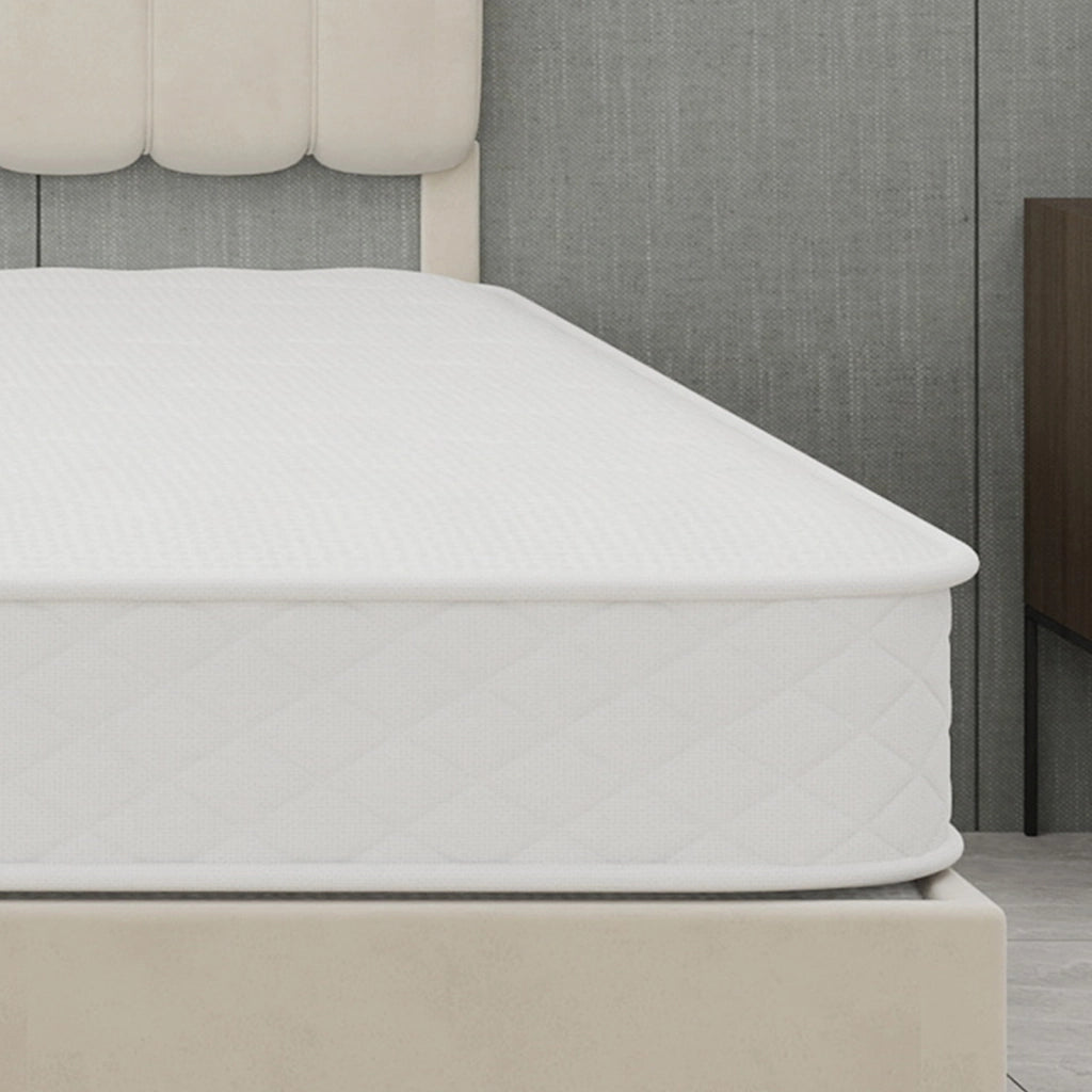 Materasso 140 × 200 cm con molle insacchettate e memory foam traspirante, supporto bilanciato, bianco