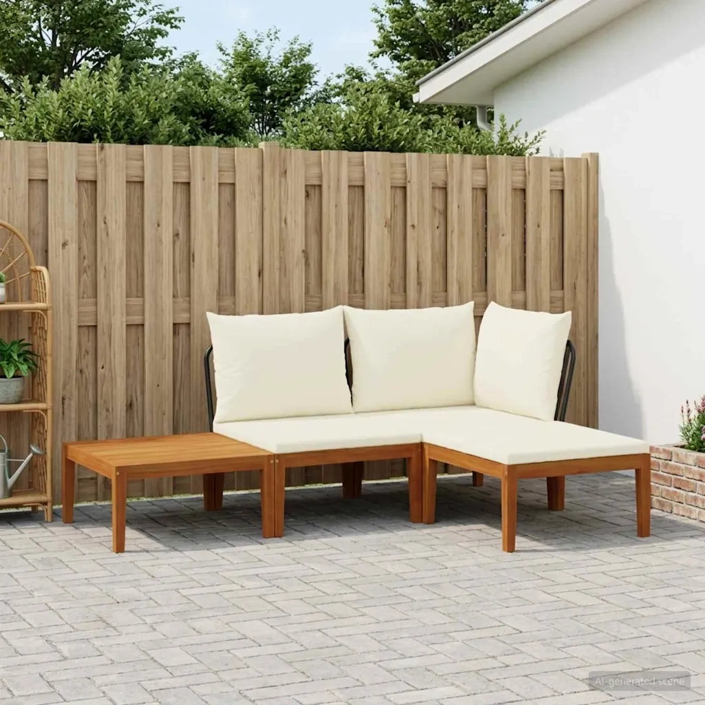 4 pcs Legno massiccio di acacia e corda Naturale 3407705