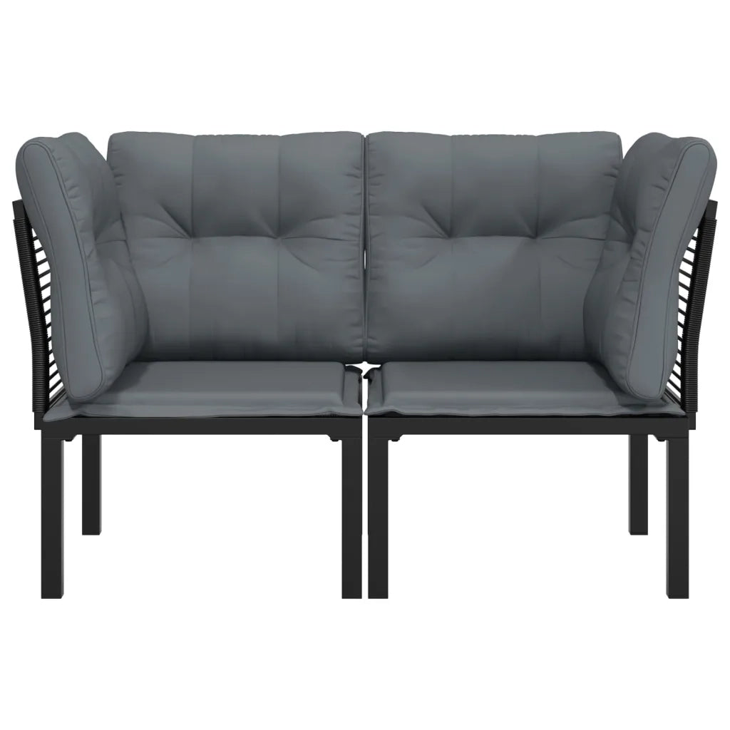 Poltrone Angolari Giardino Cuscini 2 pz Polyrattan Nero e Grigio CFW5853569
