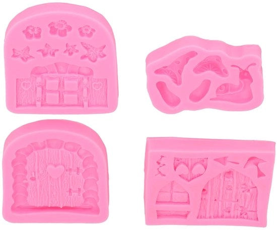 Set di silicone per torte e cupcake 4 pezzi - Stampa per giardino dei fiori - Prodotto per creare cioccolato e vasetti - Disegni unici - Torta da fare in casa - Muffiniera