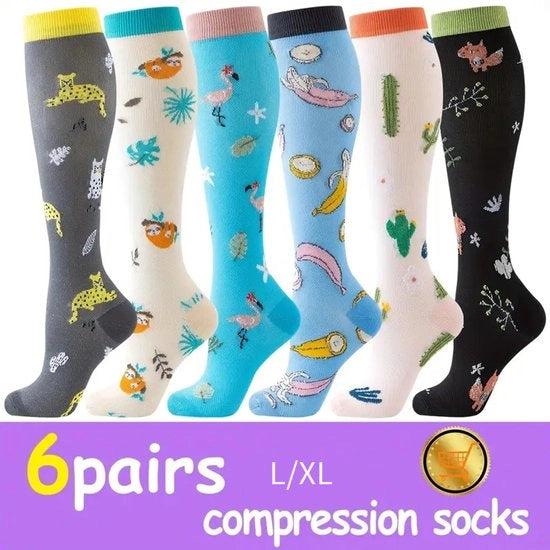 6 paia di guanti compressori ampi | Guanti compressori ampi per infermieri, supporto flessibile, cura della circolazione sanguigna, L/XL