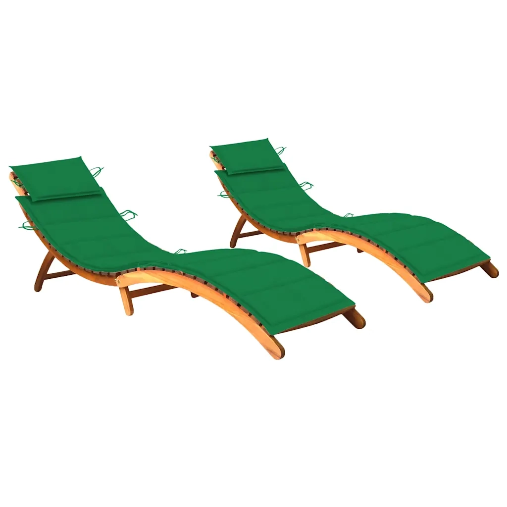 Sdraio 2 pz con Cuscini in Legno Massello di Acacia cod mxl 7717