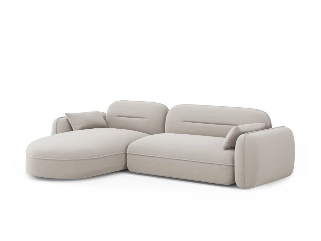 Cosmopolitan Design - Divano angolare modulare sinistro "Sydney" 4 posti in velluto beige chiaro 