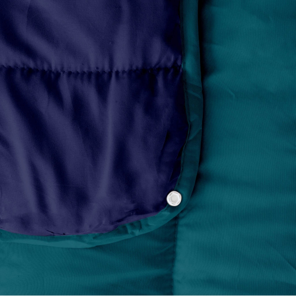 Piumino 4 Stagioni Matrimoniale con Calore Differenziato Modulabile Con Bottoni Clip Ottanio- Blu
