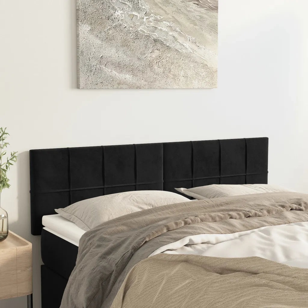 Testiera | Testata Nera 144x5x78/88 cm in Velluto