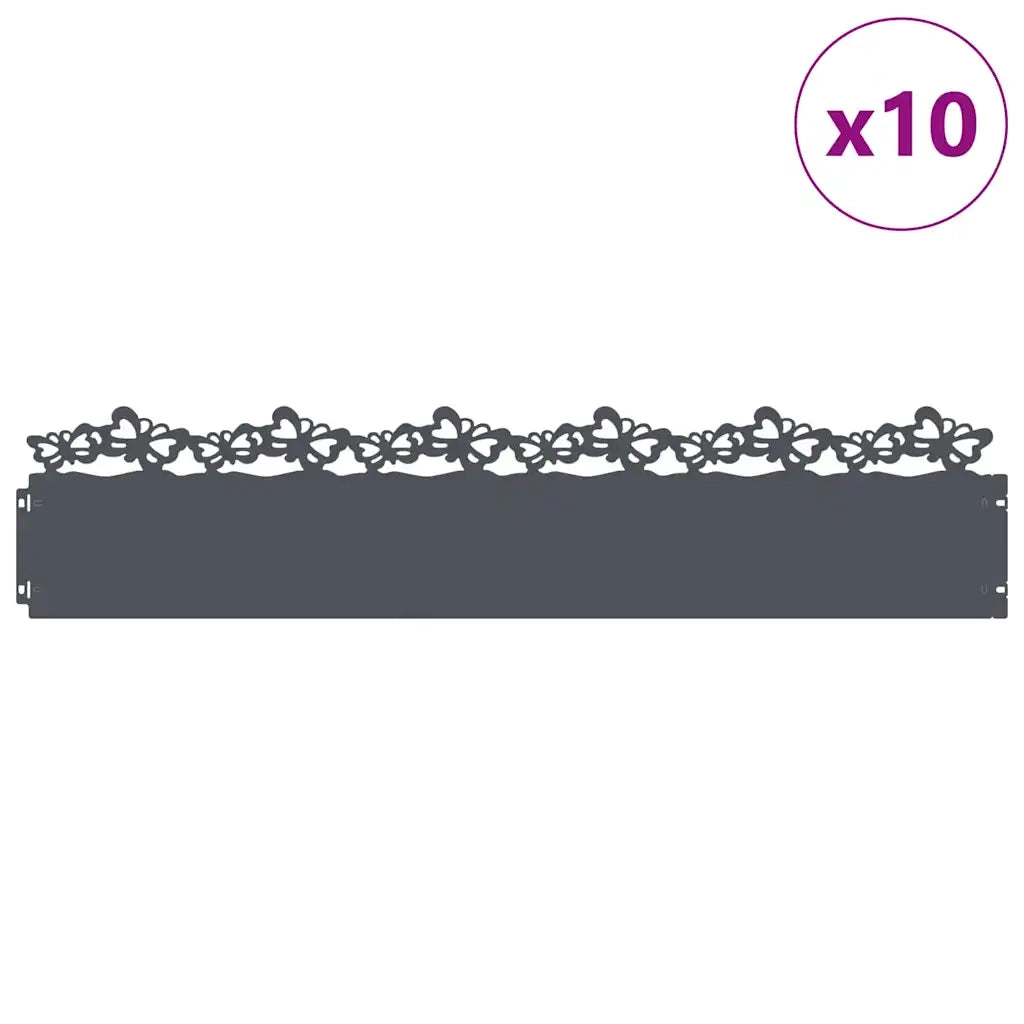 Bordure per prato 10 pcs Antracite 103 x 0,05 x 22 cm Acciaio
