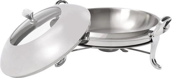 Buffet warmer con coperchio e aperture di ventilazione - Maniglie resistenti al calore - Capacità 3L - Ideale per buffet e cucina - Argento