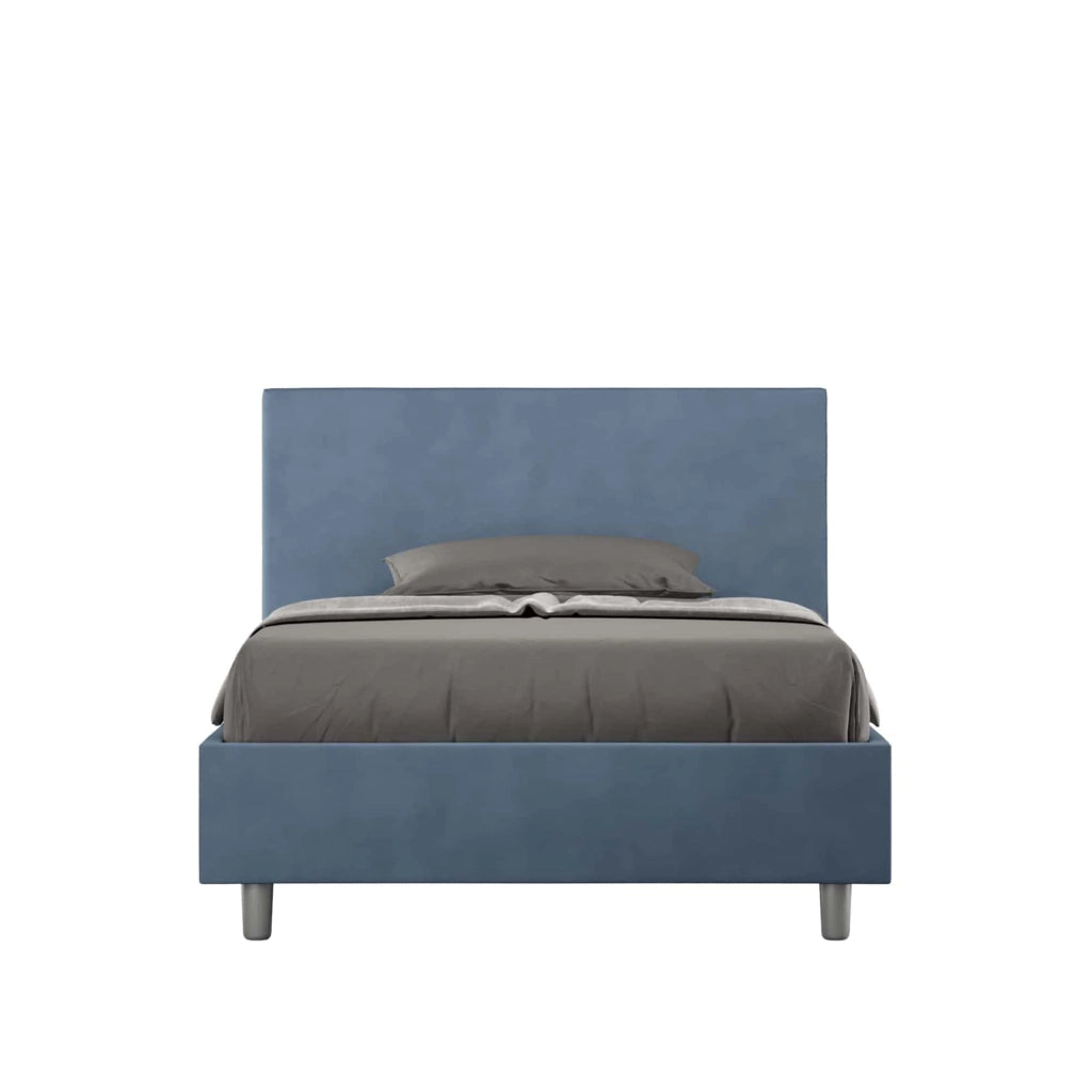 BS COM Letto una piazza e mezza senza rete imbottito 110x210 microfibra blu