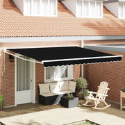Tenda retrattile-Tenda parasole per balcone Nero 400 ¡Á 300 cm 100% Poliestere e Alluminio