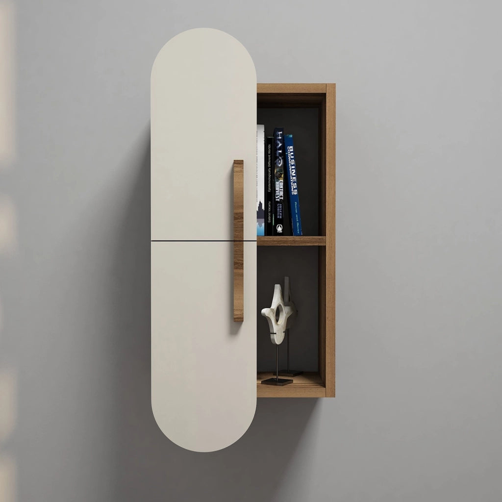 Mensola da parete in legno "Rose" - 35 x 22 x 60 cm - Noce crema