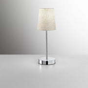 Abatjour Contemporaneo Adam Metallo Cromo Tessuto Sabbia 1 Luce E14