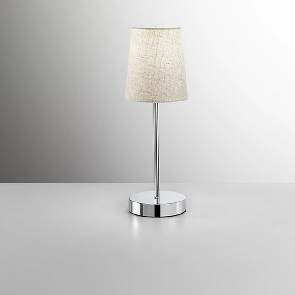 Abatjour Contemporaneo Adam Metallo Cromo Tessuto Sabbia 1 Luce E14