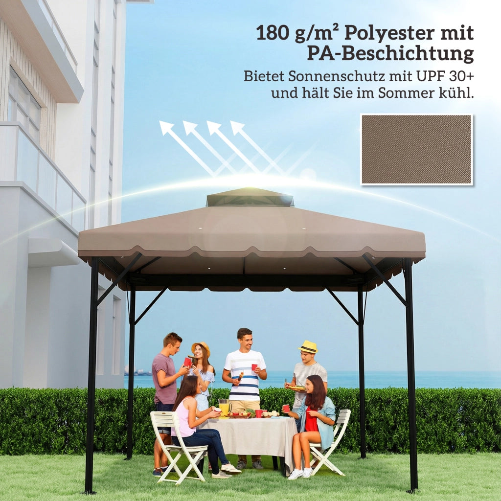 Tetto di Ricambio per Gazebo 3x3m ¨C Xylo ¨C Beige Doppio Strato Impermeabile con Fori Drenaggio