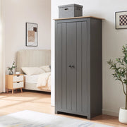 Armadio per Guardaroba Trorjam con Barra Appendiabiti e Scomparti 175 x 80 x 52 cm - Grigio/Effetto Rovere [en.casa]
