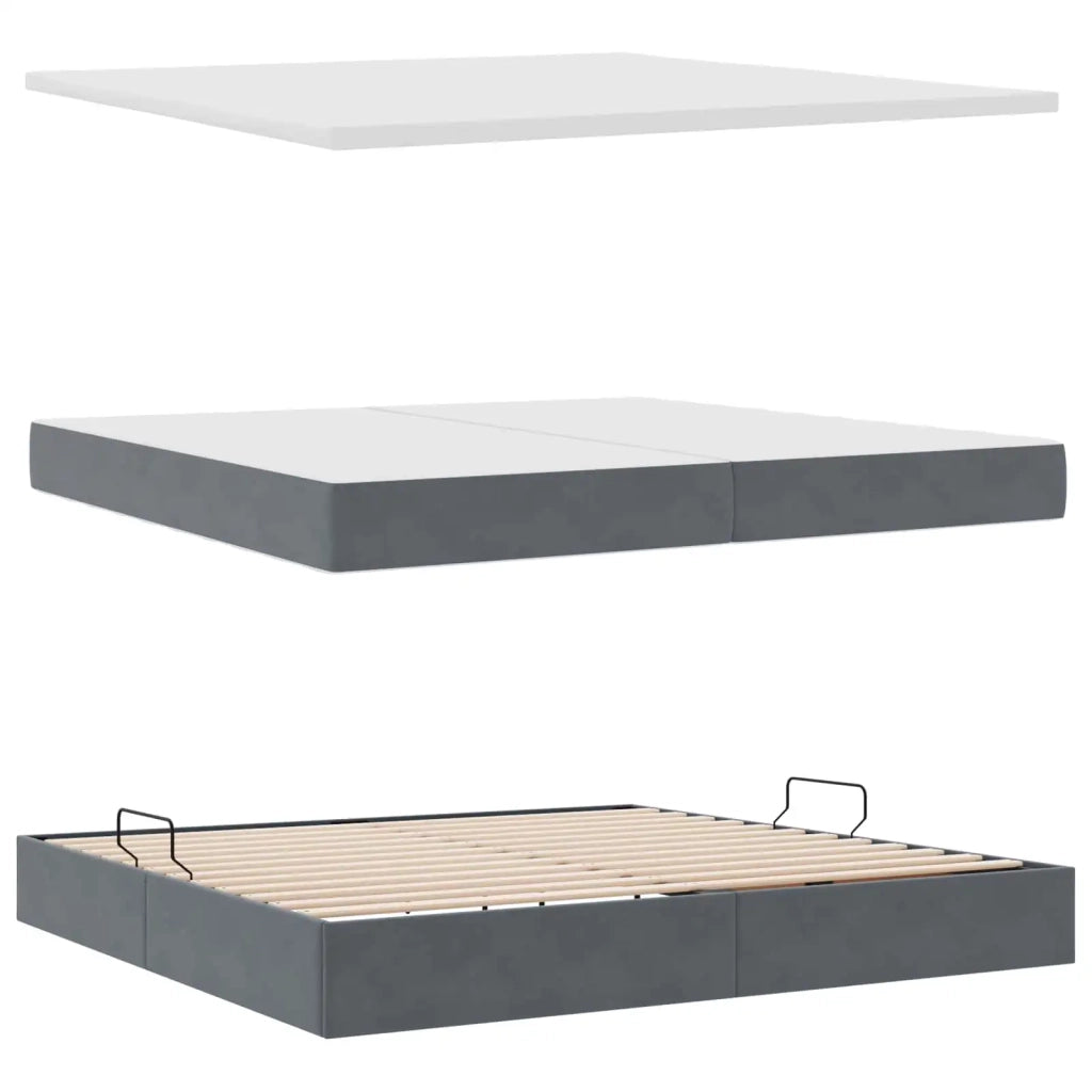 Letto con contenitore e materasso Grigio scuro 200 x 200 cm