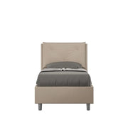 Letto singolo contenitore imbottito 80x210 similpelle tortora Appia