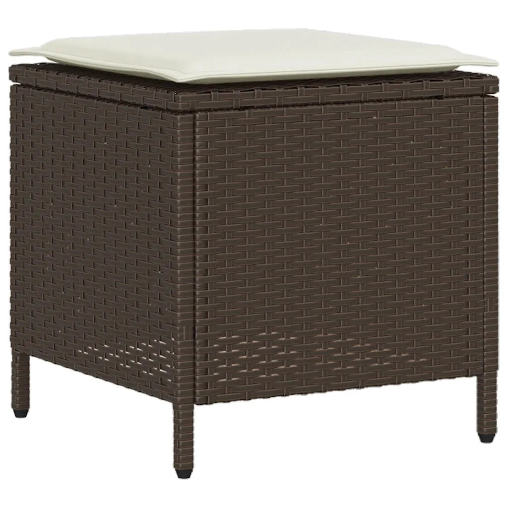 Set Divano da Giardino 4 pz con Cuscini Marrone in Polyrattan