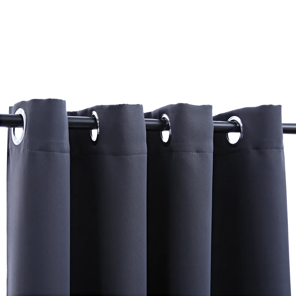 Tende Oscuranti con Anelli in Metallo 2 pz Antracite 140x225 cm 134419