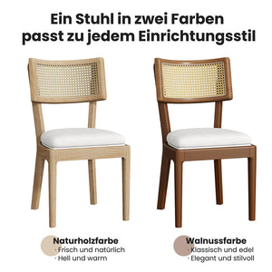 Set 2 sedie da pranzo - Xylo - legno e rattan colore lino/legno