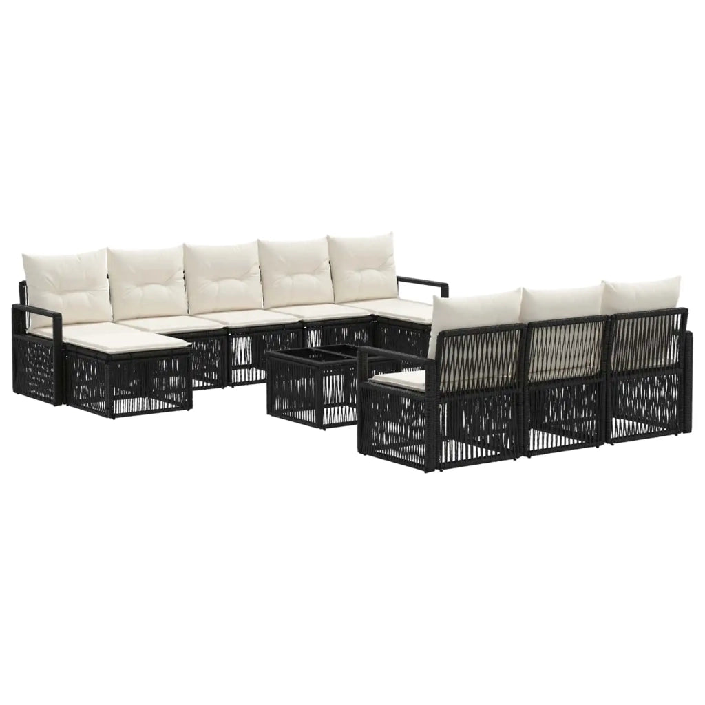 Set Divano da Giardino 11 pcs Nero polyrattan 3435847